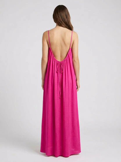 Pink Backless Maxi Dress