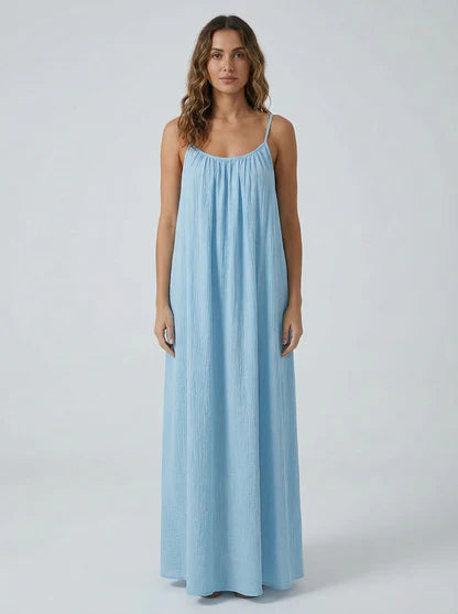 Sky Blue Backless Maxi Dress