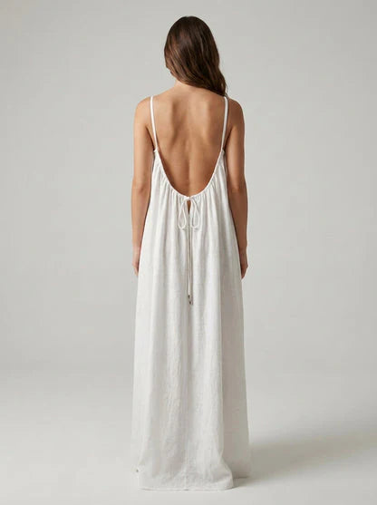 White Backless Maxi Dress