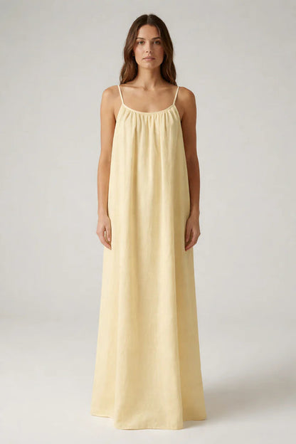 Butter Yellow Backless Maxi Dress