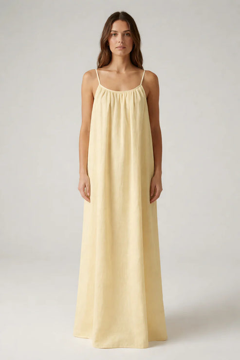 Butter Yellow Backless Maxi Dress