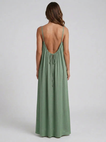 Green Backless Maxi Dress