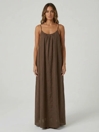 Brown Backless Maxi Dress