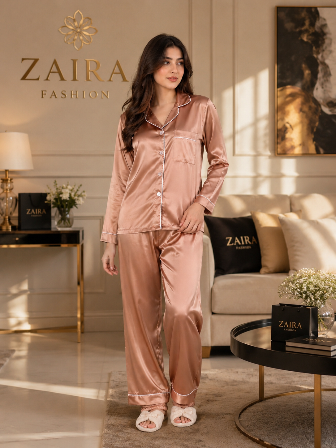 Copper Rose Plain Silk Suit – Baggy Trouser