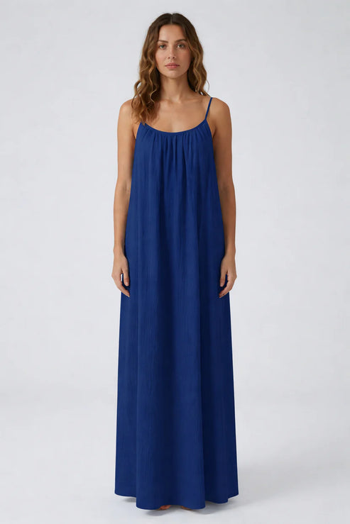 Midnight Blue Backless Maxi Dress