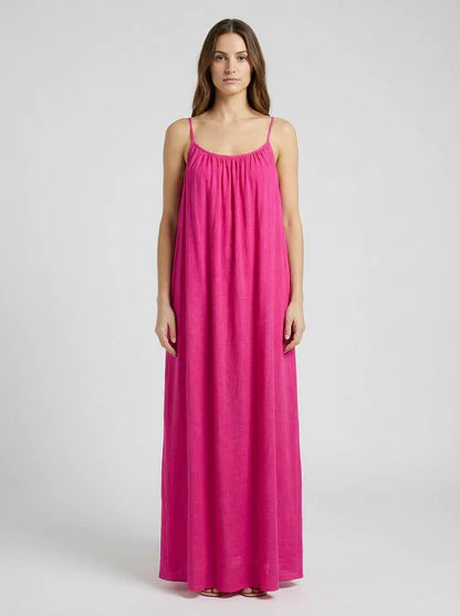 Pink Backless Maxi Dress