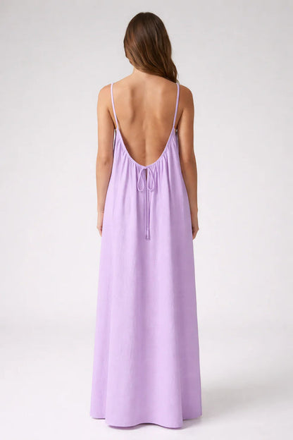 Lilac Backless Maxi Dress