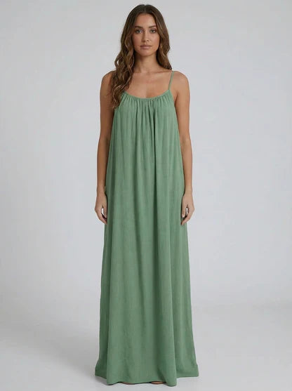Green Backless Maxi Dress
