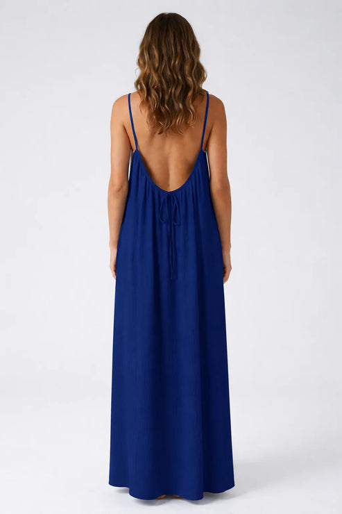 Midnight Blue Backless Maxi Dress